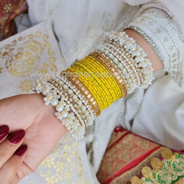 Motiya Bangle Set for Women with Elegant Pearl Inspired Design
