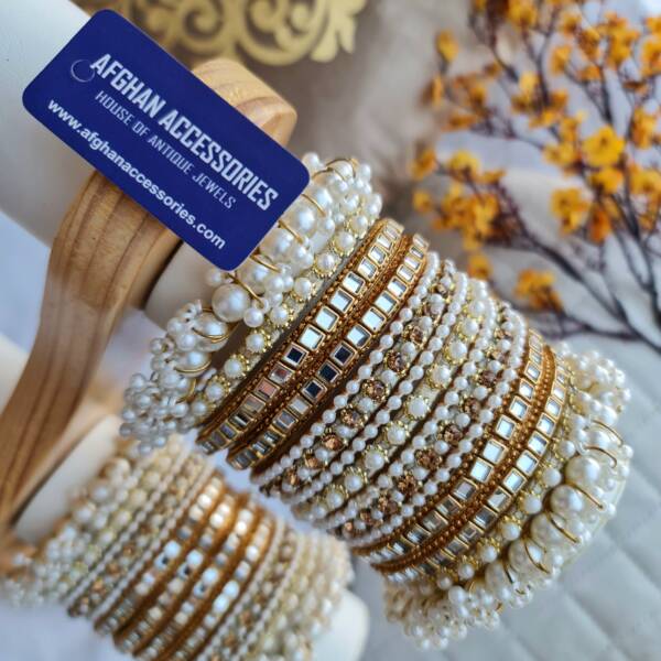 Motiya Gajra Bangles Set for Women with Pearl Inspired Gajra Design
