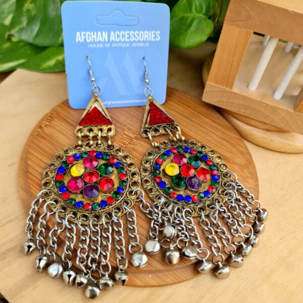 Vintage Heavy Afghan Earrings with Intricate Traditional Detailing