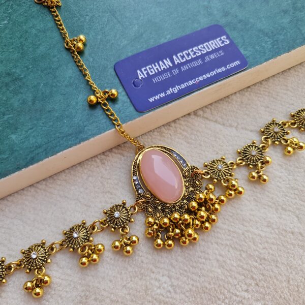 Antique Gold Stone Mathapatti with Elegant Traditional Detailing