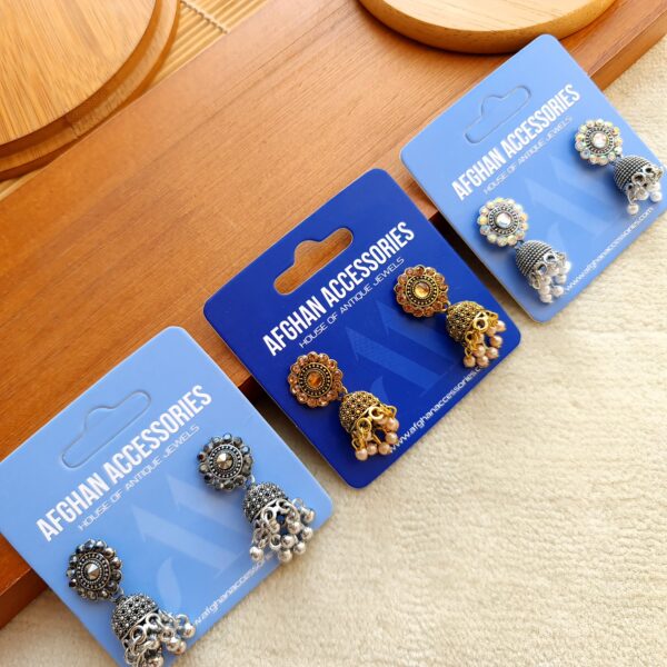 Antique Oxidized Pack of 3 Jhumki Traditional Earrings Set