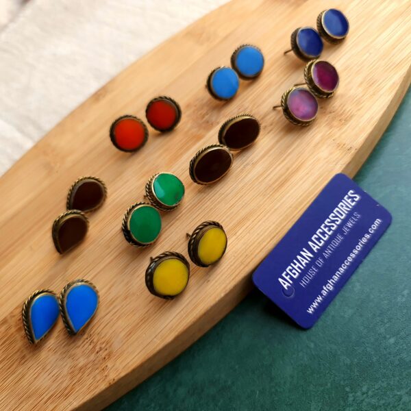 Antique Handcrafted Stud Earrings with Intricate Traditional Detailing