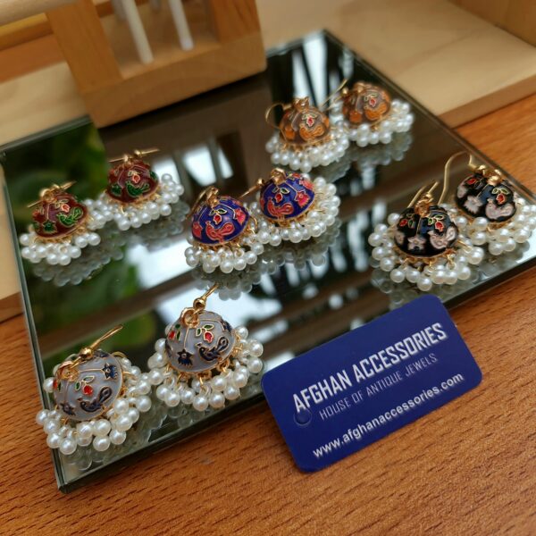 Jaipuri Meenakari Gajra Jhumki with Colorful Traditional Detailing