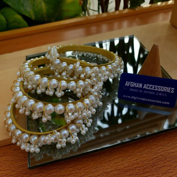Pearl Gajra Bangle Set with Elegant Gajra-Inspired Pearl Detailing