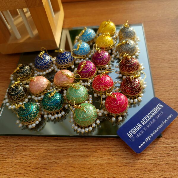 Antique Jaypori Meenakari Jhumka with Colorful Traditional Detailing