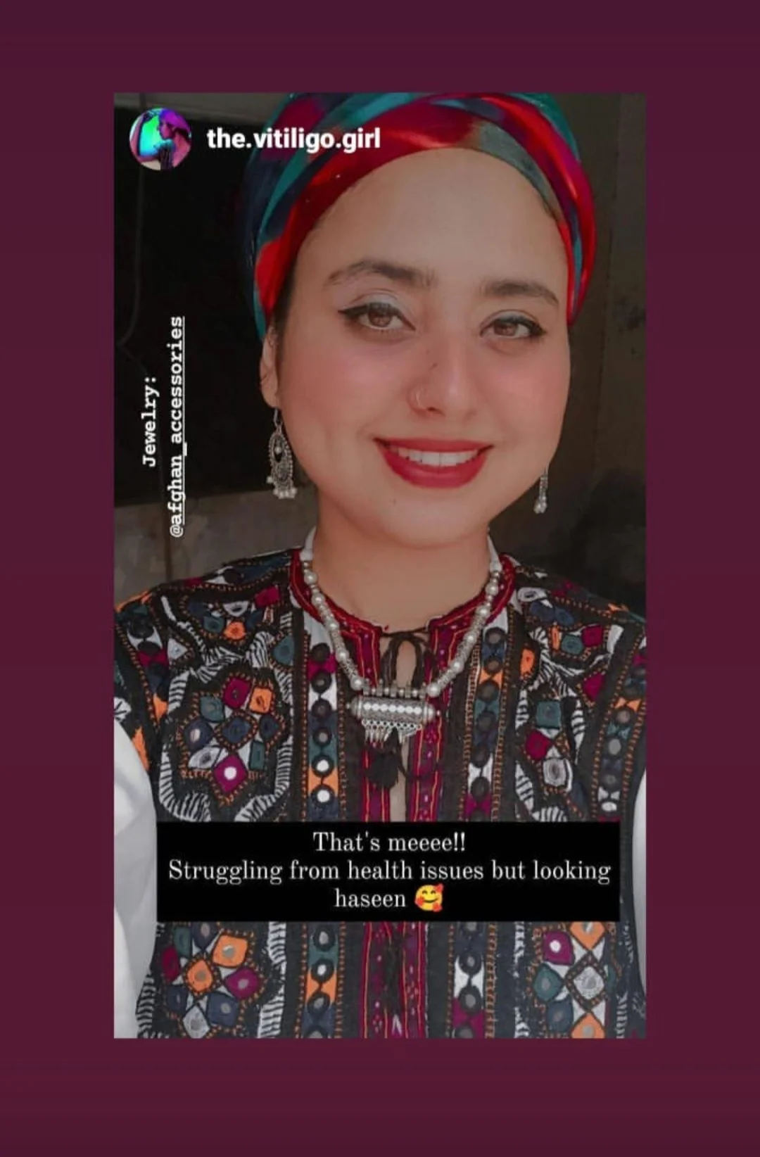 Customer wearing Afghan Accessories