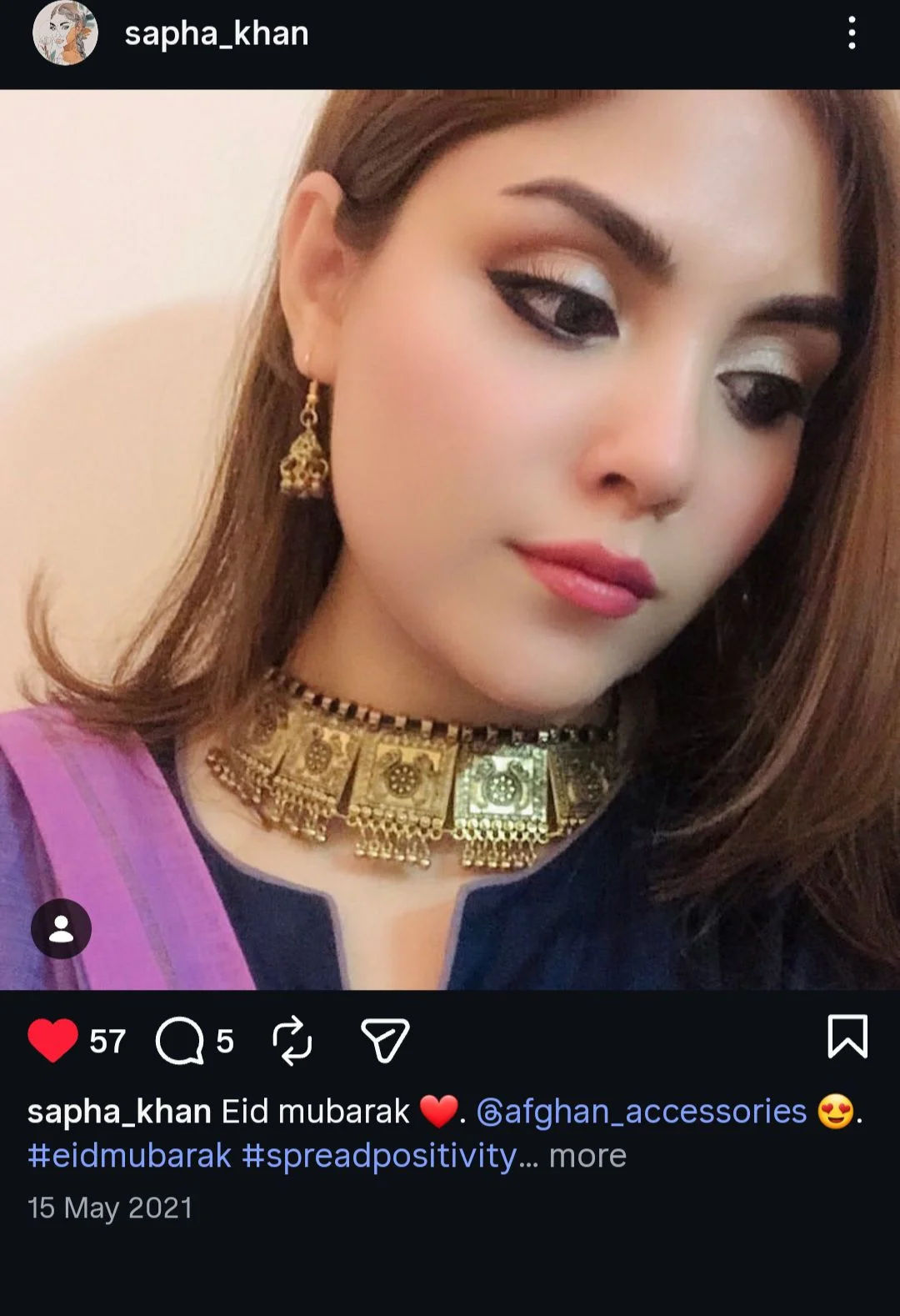 Customer wearing Afghan Accessories