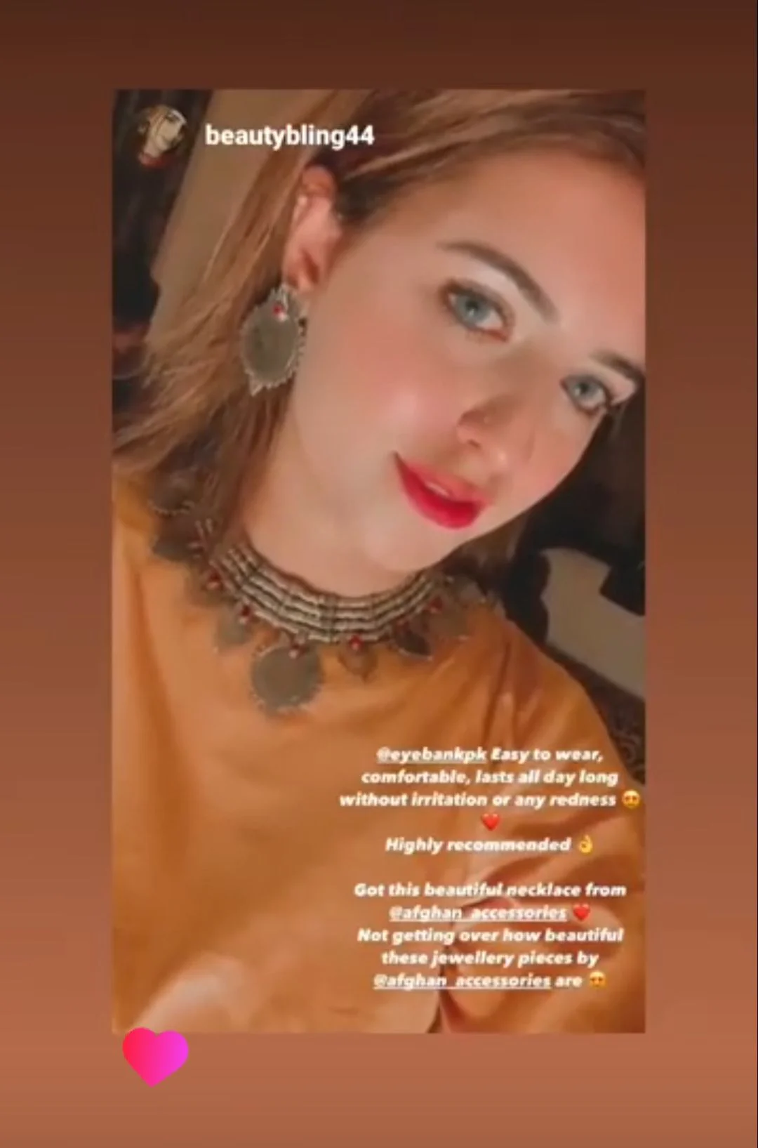 Customer wearing Afghan Accessories
