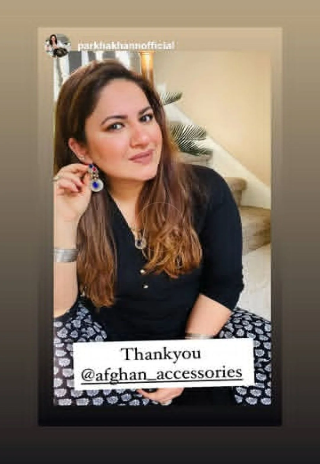 Customer wearing Afghan Accessories
